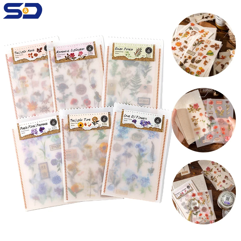 

1set Vintage Rub On Transfers Plant Stickers Flower Decoration Sticker For Crafts Fabric Journaling Dairy Scrapbooking Planners
