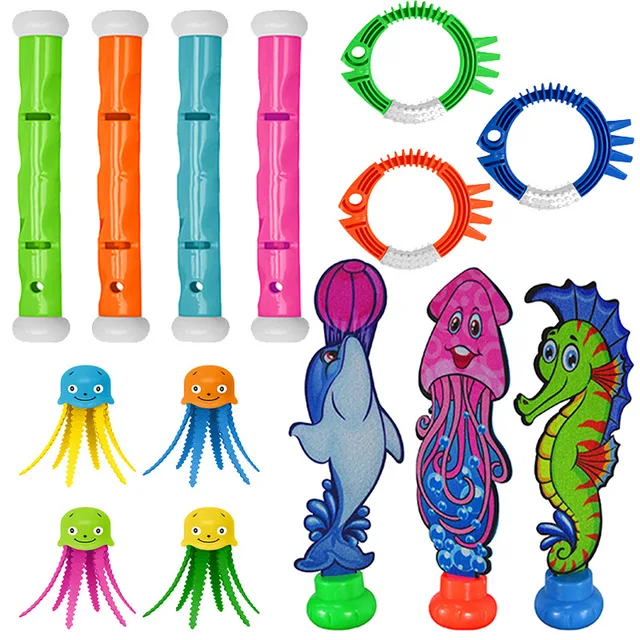 NEW 2/3/4/5/6PCS ABS diving toys children's pool play water toys diving ring personal game water toys family travel 3