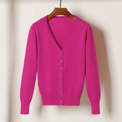 thumbnail image 1 of Nuevo cárdigan de punto para mujer, abrigo de primavera y otoño, con hebilla natural, suelto, de manga larga, cuello en V, abrigo de color sólido, suéteres para mujer, 1 of 5