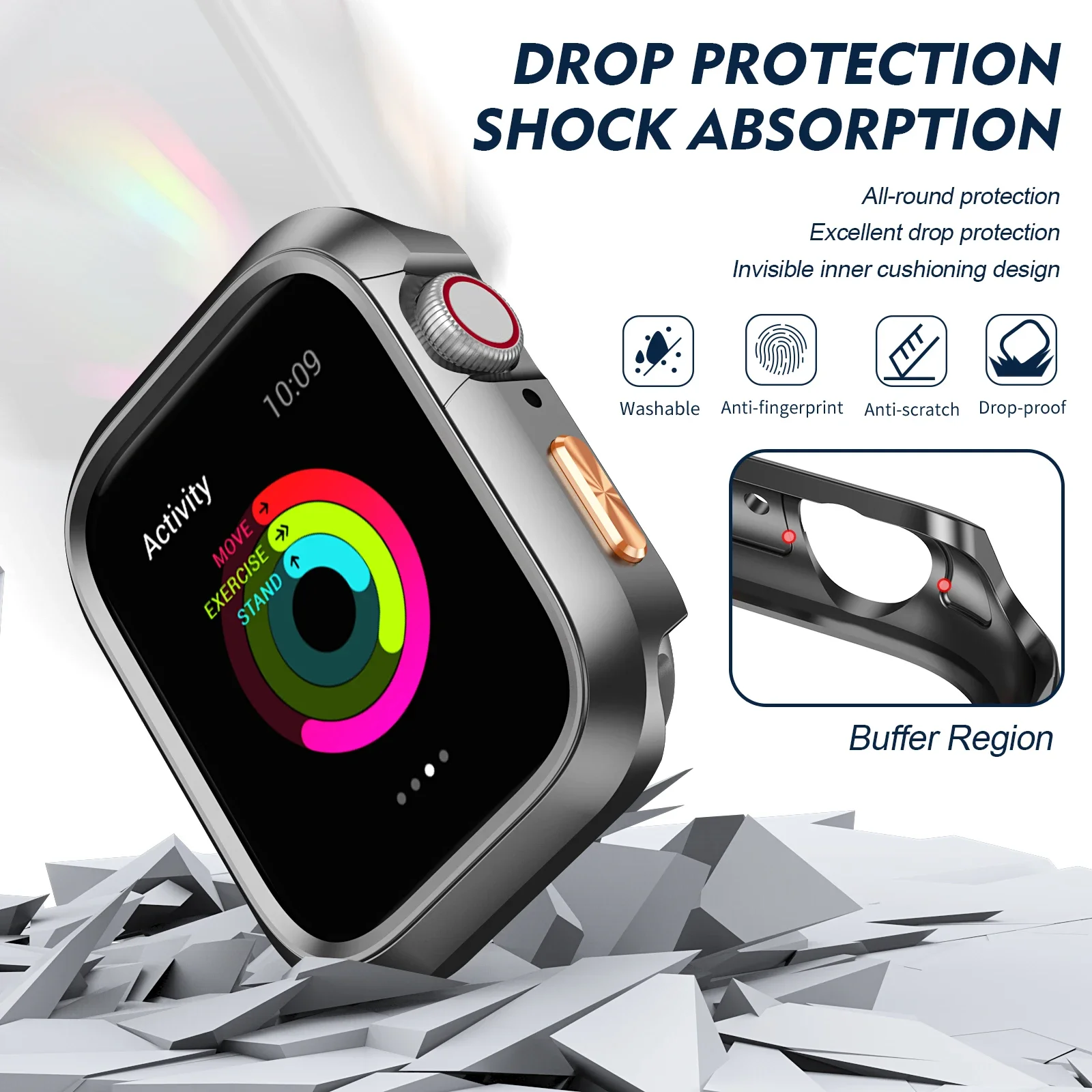 Durable Protective Frame Bumper Cover for Apple Watch - Unisex Watch Case