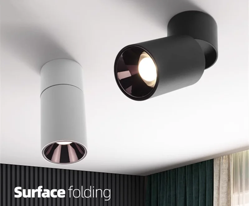 Description Picture 6 of itemCRI98 Surface Mounted Folding and Rotating LED Downlight 9W12W15W20W24W Dimmable COB Ceiling Lamp Anti Glare Spotlight AC90-260V