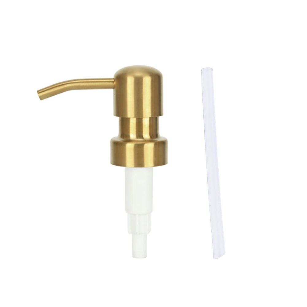 

Bathroom Liquid Soap Dispenser Press Head Stainless Steel Pump Head Push Type Lotion Pump Head 28 Teeth With Tube