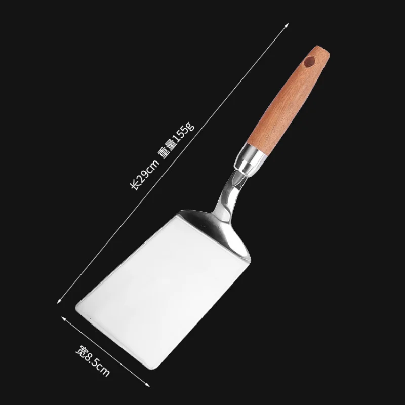 Stainless Steel Steak Spatula Pancake Scraper Turner Grill Beef Fried Pizza Shovel With Wood Handle Kitchen BBQ Tools pancake spatula