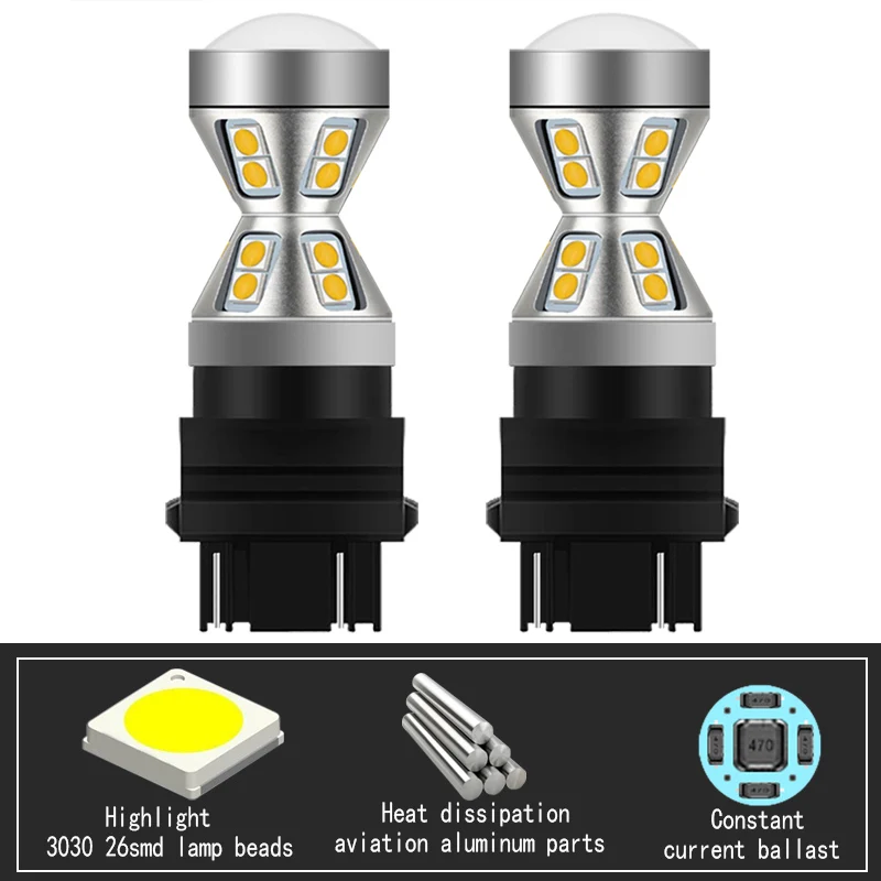 7443 White/Amber 30-SMD-1210 Switchback LED Bulbs For Front Turn Signal Lights