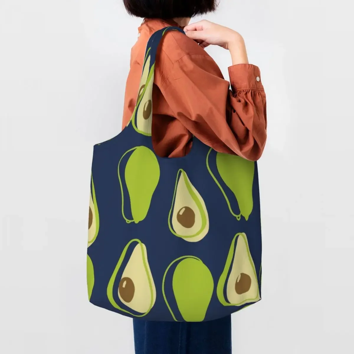 

Avocado Pattern Shopping Canvas Bag Women Recycling Big Capacity Grocery Fruit Vegan Tote Shopper Bags Photography Handbags