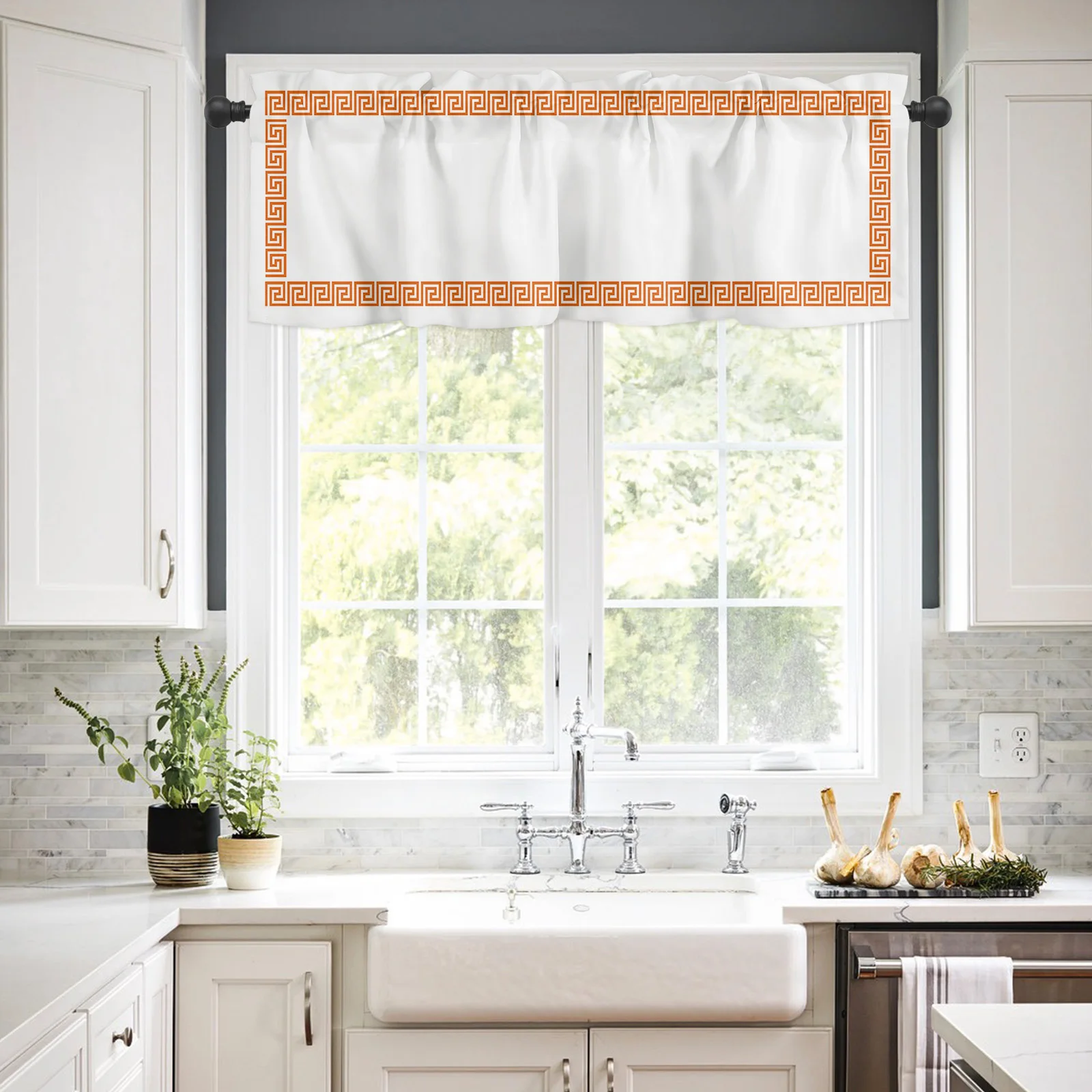 ZEDLIYU Valances for Windows Kitchen Living Room Small Window Valance Greek Vintage Pattern 1 Panel 2