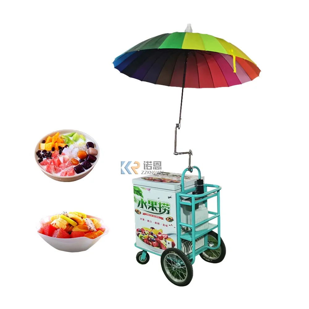 Mobile Bike Rolled Cold Plate Ice Cream Push Cart with Freezer Mobile Italian Ice Cream Hand Push Cart with Display