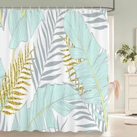 ม่านอาบน้ำลายไม้ไผ่สีเทา ลายพืชธรรมชาติ ผ้ากันน้ำ ตกแต่งห้องน้ำ บรรยากาศสงบ สไตล์บ้านที่ได้แรงบันดาลใจจากเซน 5