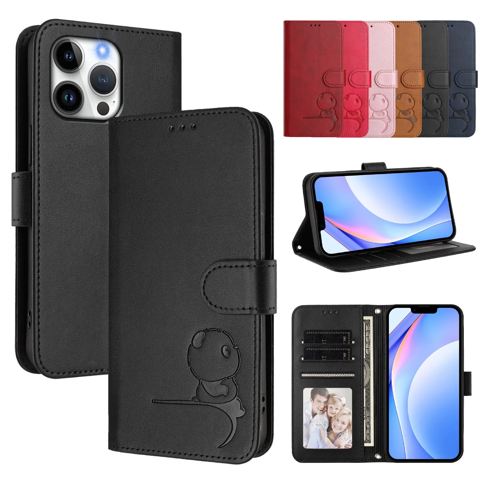 Adorable Panda RFID Leather Wallet Flip Case with Card Holder
