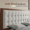 NEW Wood Platform Bed Frame Queen Size Upholstered Tufted Headboard/Solid Wood Be No Box Spring Needed,Walnut 4