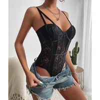 Sexy Lace Bodysuit for Women Bodies Elegant Women's Top 2025 New Summer Solid Bodycon Ribbed Bodysuits - Image 3