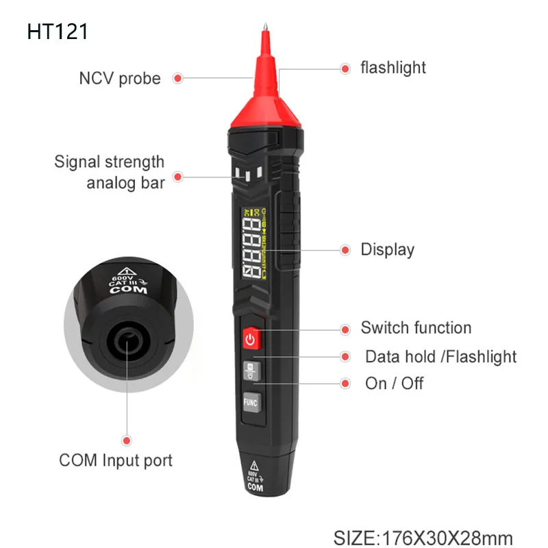 

HT121/HT122 Intelligent Pen Multimeter Automatic Range Electric Meter Portable Meter Intelligent Anti Burn English