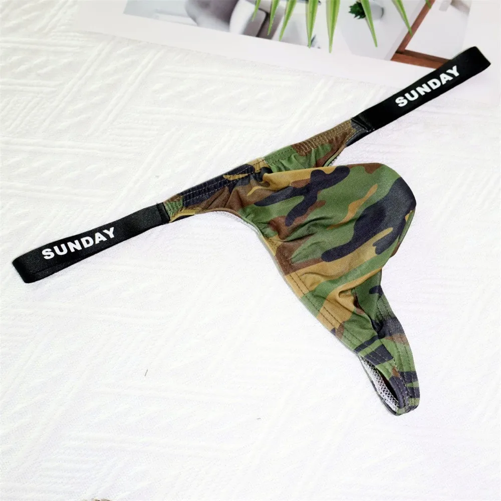 Sexy Leopard Printed Underwear Men's U Convex Underpants Lingerie Thongs and G Strings Tanga Hombre