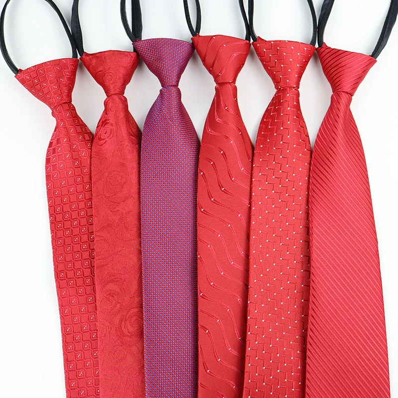 8cm Width Pre-tied Zipper Neck Tie Striped Polka Dots Neckties For Men Corbatas Gravata Slim Suits Jacquard Cravat Tie neck tie
