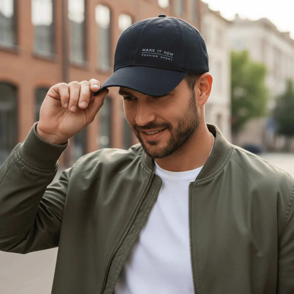 Baseballkappe mit Buchstaben-Stickerei, verstellbare Schirmmütze aus reiner Baumwolle, Snapback, Sonnenschutz, Casquette für Männer und Frauen, Unisex – Detail 6