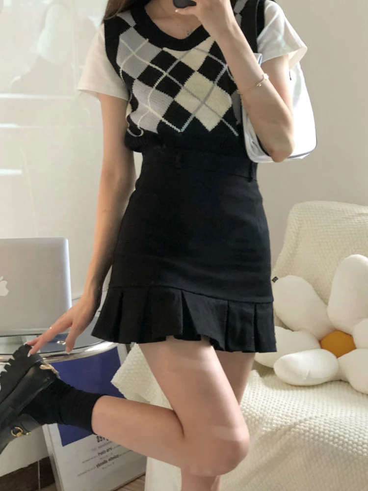 

Jmprs Korean Sexy Pleated Mini Skirt Women High Waist Fashion A Line Skirt Preppy Style Casual All Match Female Summer Jk Skirt