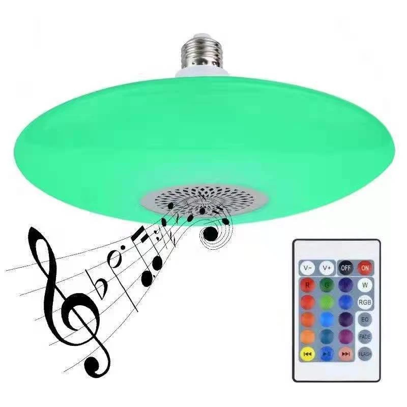 Smart UFO Lamp Music Wireless Bluetooth Speaker Bulb E27 RGB+White Dimmable Smart Led Ceiling Light Remote Control For Home 2021 wall mounted lamp