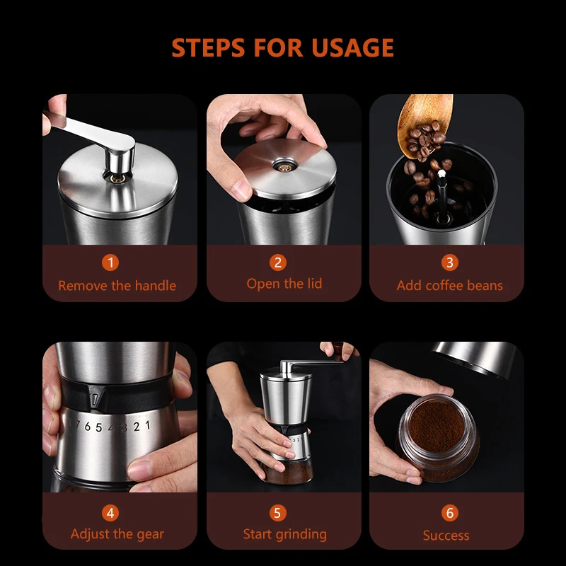 Coffee grinders manual coffee grinder hand coffee mill with ceramic burrs 6  adjustable coffee grinders