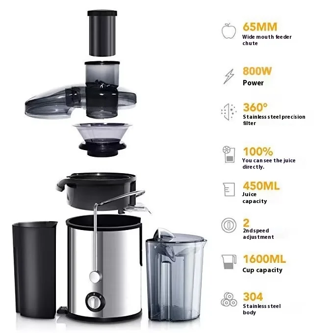 Juicer centrifugal Household large caliber electric juice machine residue separation vegetable Juicer EU UK 5