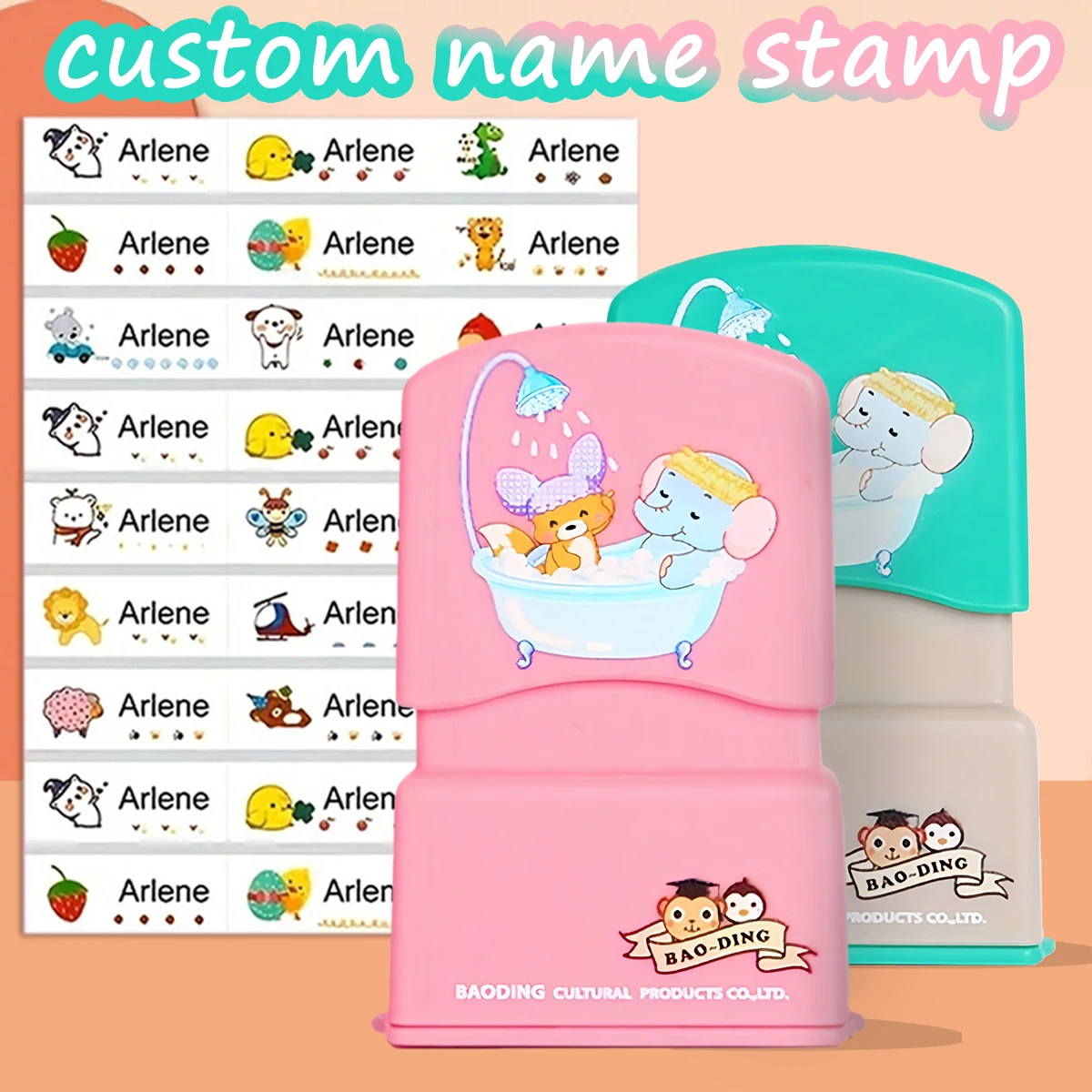 Personalized Name Stamps and Waterproof Ink Pads