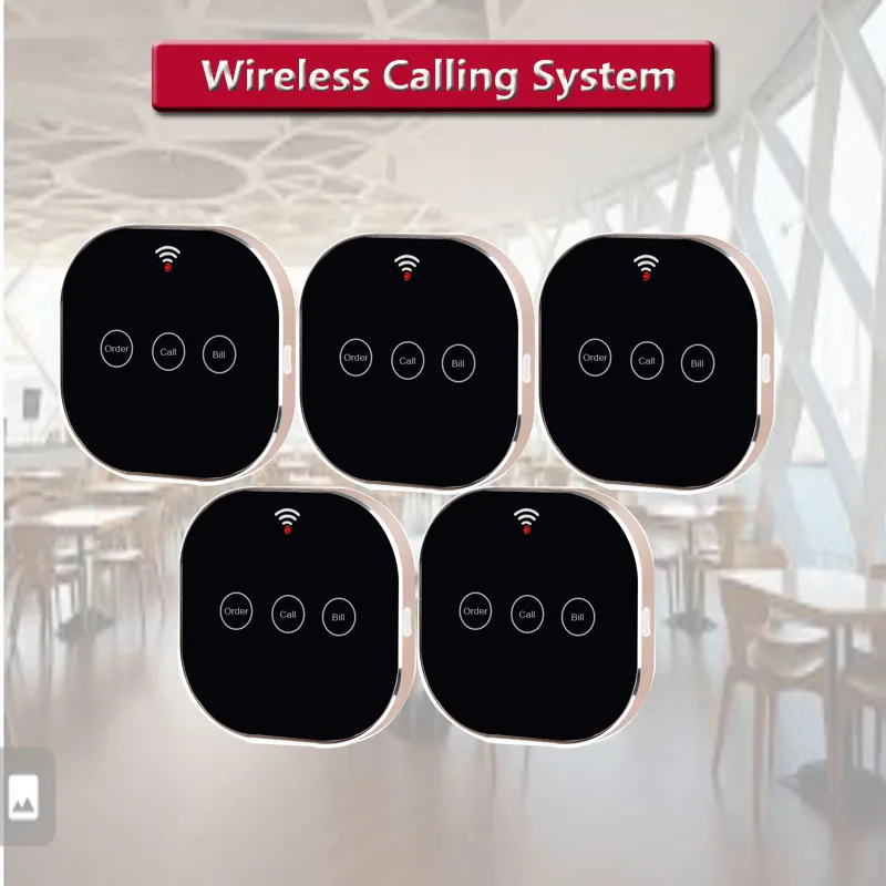 QWICALL Rechargeable Wireless Calling System Touch Sensitive Call Button Bell for Restaurant, Bar, Cafe, Hospital, Clinic
