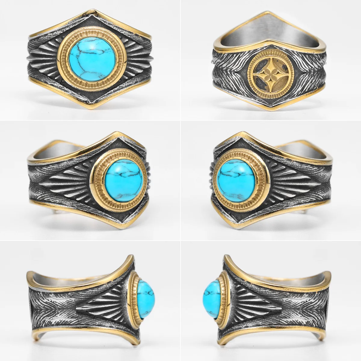 Luxurious Turquoise Gemstone Men's Ring - Retro Classic Jewelry Gift