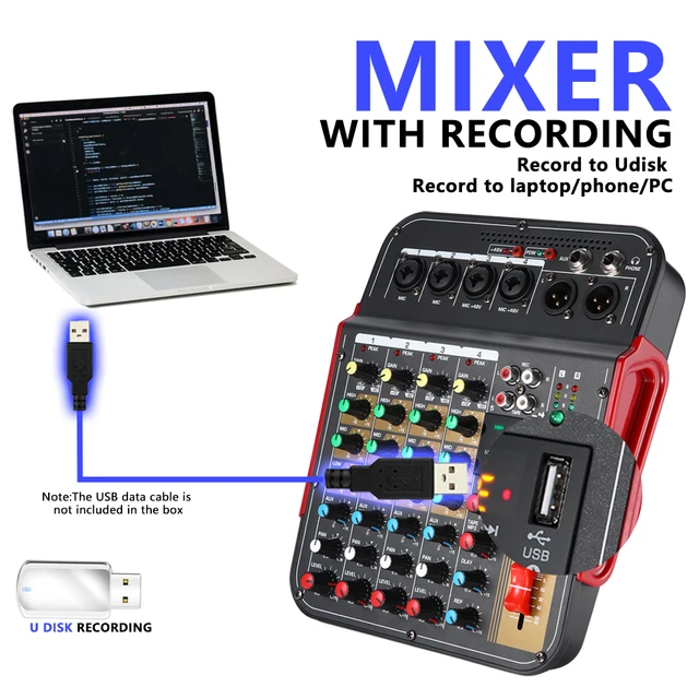 6-Channel Audio Mixer Outdoor Conference Audio USB Bluetooth-compatible Reverb Audio processor Sing Live with Sound Card Mixers 3