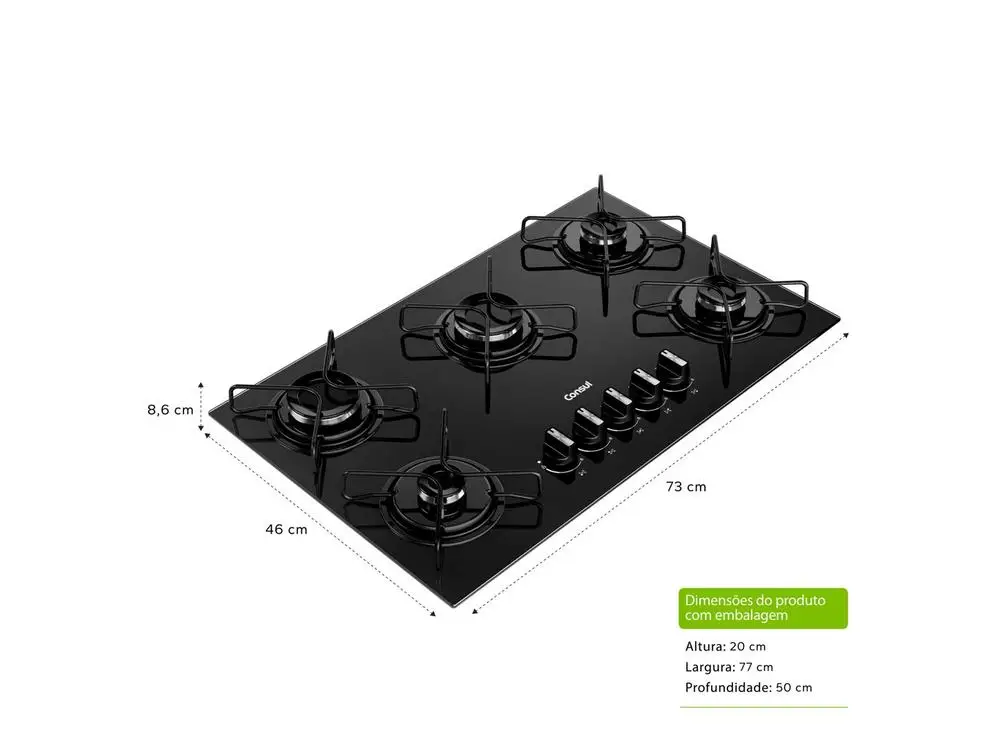 Cooktop 5 Bocas a Gás Consul GLP Preto Superautomático CD060BE - Bivolt 4