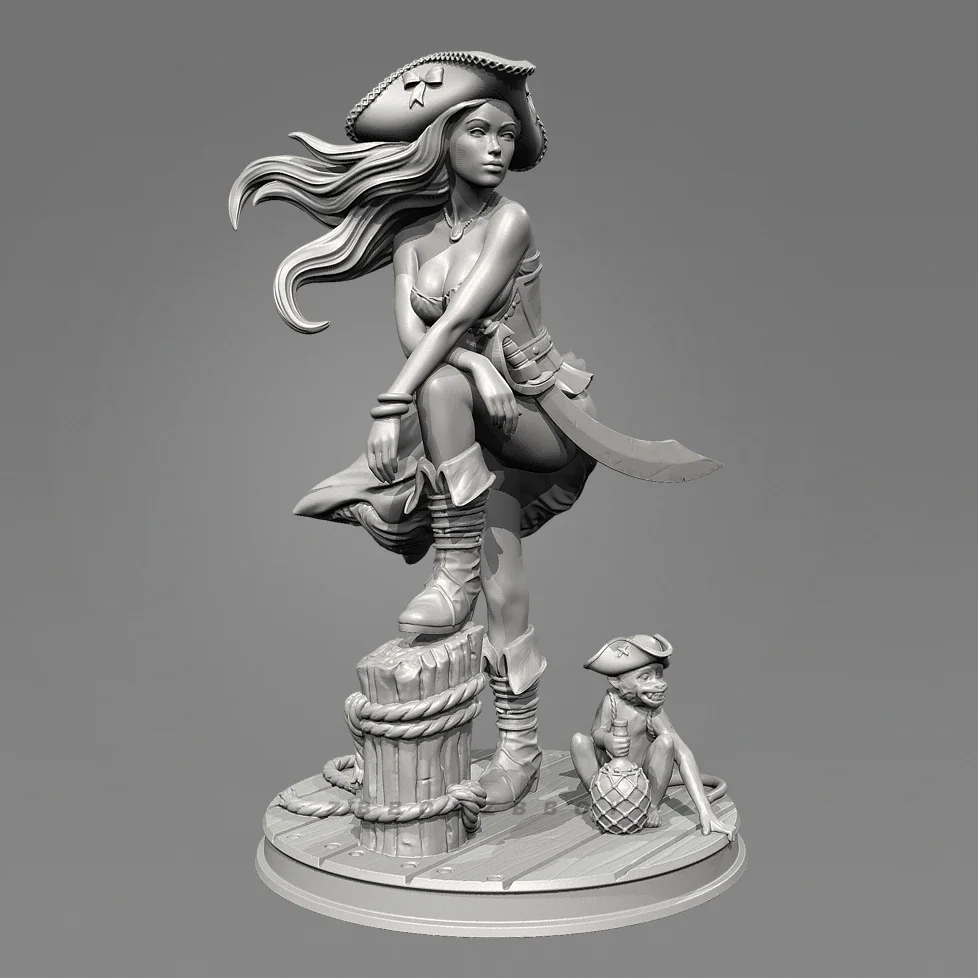 남자의 높이 38mm 50mm 75mm 수지 모델 키트 캐리비안 여성 전사 무색 및 자체 조립 (3D 인쇄)TD-7475/3D