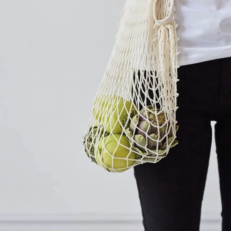 Totes Mesh Bag Cotton String Produce Shopping Turtle-bags Grocery Long Handle Net Shoulder-Bag Fruit Vegetable Reusable - 5
