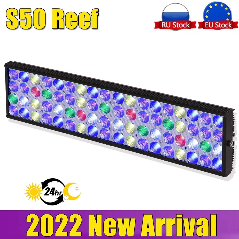 PopBloom Led Marine Aquarium Light for 60cm 24" Reef Coral Growing Power Lamp Lighting Saltwater Tank | Дом и сад