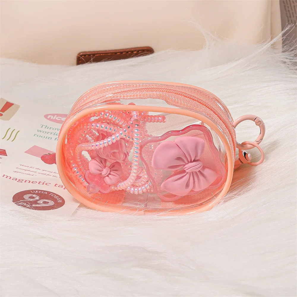 2pcs 3D 핑크 보우 케이블 보호대 아이폰용 아이패드 18W/20W 및 투명 슬리브 충전기 케이블 보호대 보관 파우치 가방