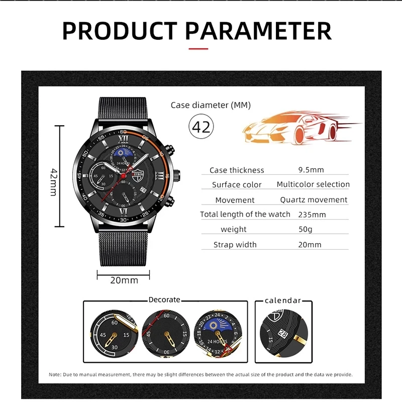 2023 Luxury Brand Fashion Mens Watches Men Business Stainless Steel Mesh Belt Quartz Wrist Watch Man Sports Casual Leather Watch 2