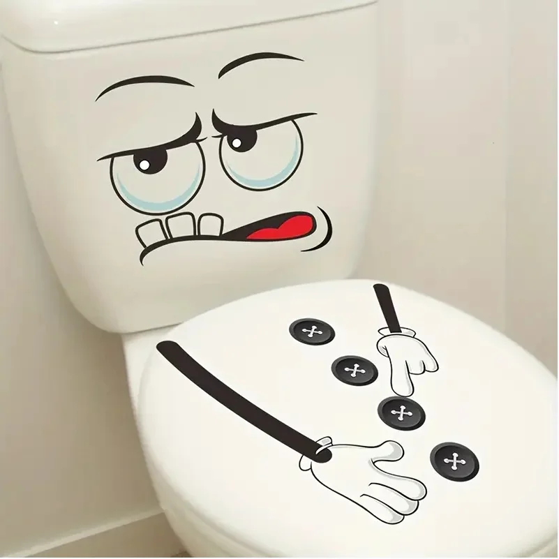 Toilet Seat Stickers Toilet Wall Stickers Toilet Stickers Vinyl Stickers 1pc Funny Expression Pattern Toilet Lid Decal Decoration Waterproof PVC Sticker