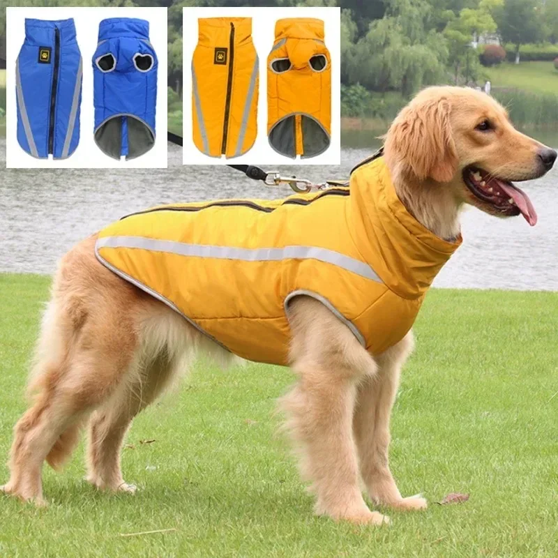 Padded Winter Warm Dog Clothes Waterproof Pet Vest Zipper Jacket for Small Medium Large Dogs Reflective Thick Dog Warm Clothing Pet Costumes Dog Jacket