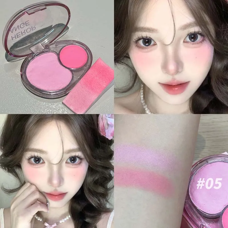 Two-tone Blusher Cream Vibrant Red Pink Cheek Lip Mud Shrink Expansion Grey Rose Color Natural Nude Brown Makeup Matte Rouge 6