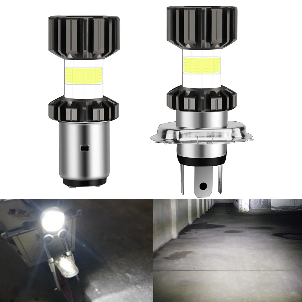 

H4 Led Motorcycle Headlight H6 BA20D Led Bulb 8 Sides COB Chips Lamp Motorcycle Fog Lights 12000LM High Low Beam 6000K White 12V