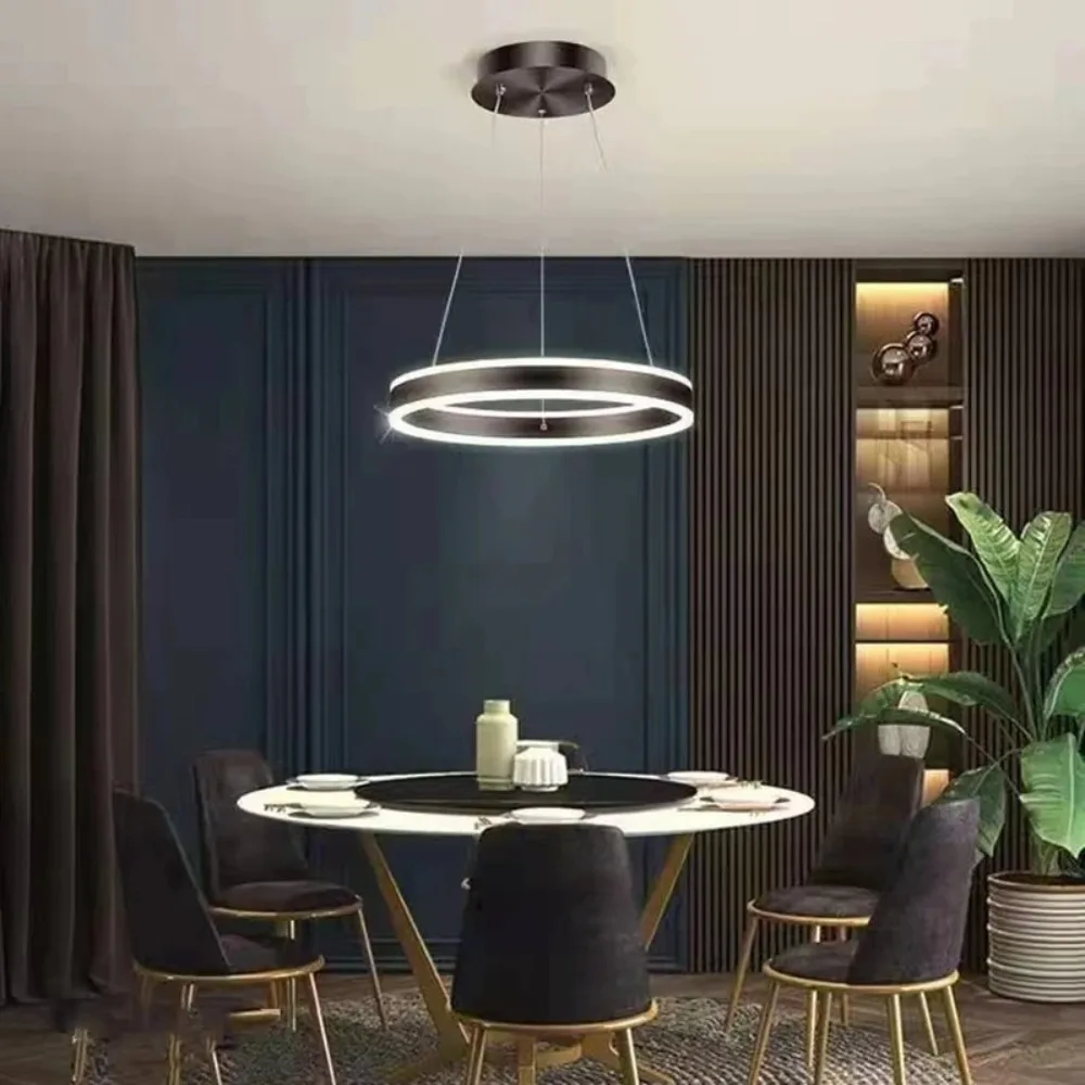 

Modern Ring LED Chandelier Dimmable for Tables Dining Living Room Bedroom Kitchen Island Pendant Lamp Home Decor Lusters Fixture