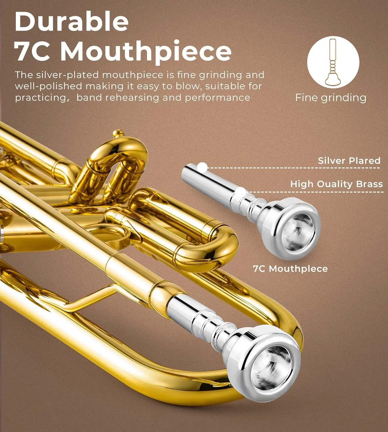 Bb Trumpet Brass Standard Gold Trumpet Instrument for Student School Band Orchestra Adult Kid Beginner with Hard Case, St