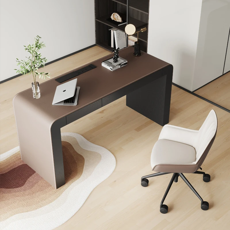 

Итальянский простой стол для домашнего кабинета, стол босса, Роскошный Современный Высококачественный кожаный стол, компьютерный стол