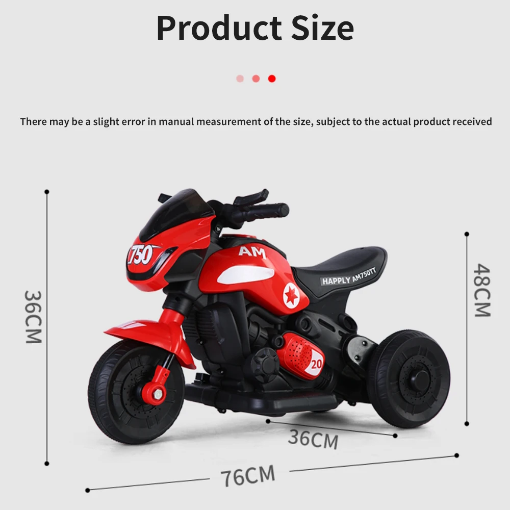 Children's Electric Motorcycle Tricycle with Music Light Racing Rechargeable Kids Ride on Car Outdoor Riding Baby Motorbike Toy images - 6