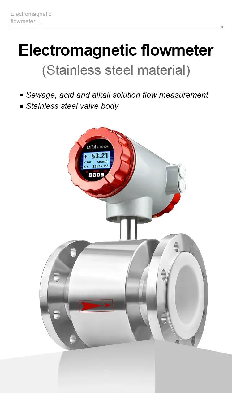 Wastewater Seawater Acid High accuracy Milk Magnetic Flowmeter Digital Water Ele