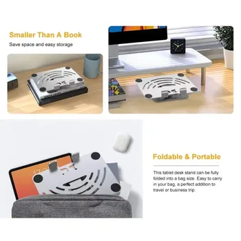 360 ° حامل كمبيوتر محمول قابل للدوران لسطح المكتب قابل للطي من الألومنيوم لأجهزة iPad Macbook RedmiBook Galaxy Tab Book Laptop - Image 6