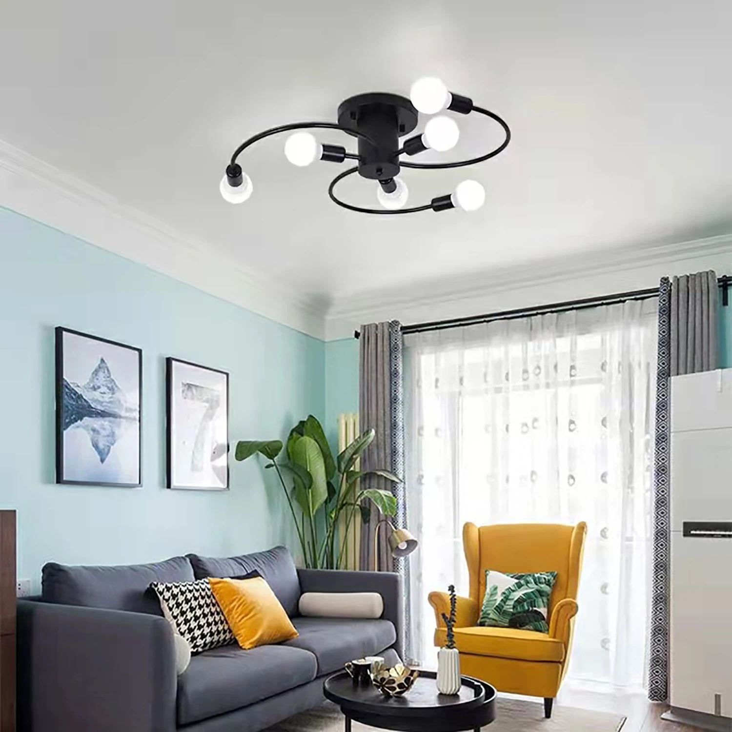 

led ceiling lamp Nordic iron living room lamp simple modern room bedroom lamps include light bulbs