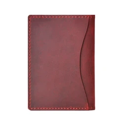 Vintage Crazy Horse Leather Wallet - Custom RFID Blocking Slim Design Credit Card Holder (Red)