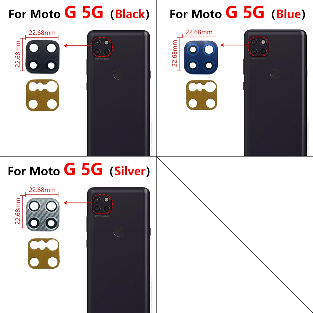 모토 G 파워 2021 스타일러스 5G 플러스 G10 G20 G30 카메라 유리 렌즈 후면 카메라 유리 렌즈 (접착 스티커 포함) 새 교체품