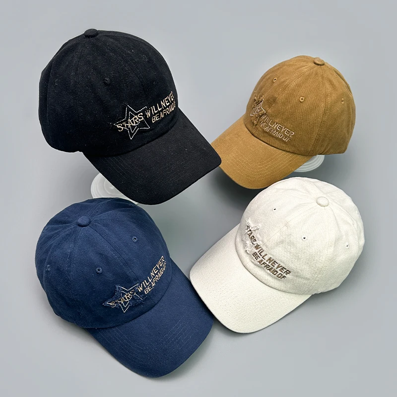 

Korean Star Letter Embroidery Baseball Hats New Men Women Sanding Sunshade Breathable Retro Versatile Fashion ins Snapback Caps