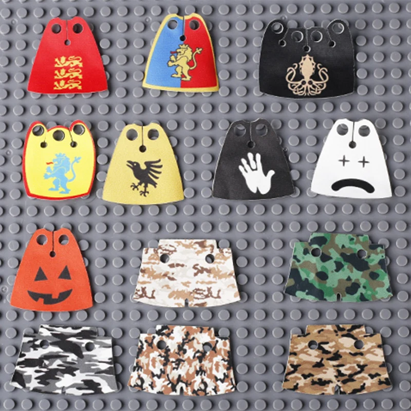 MOC Officer Cape Building Blocks Kit Medieval Lion Knights Figures Accessories Shawl Imitation Fur Cloak Bricks Toys Boys Gift 5
