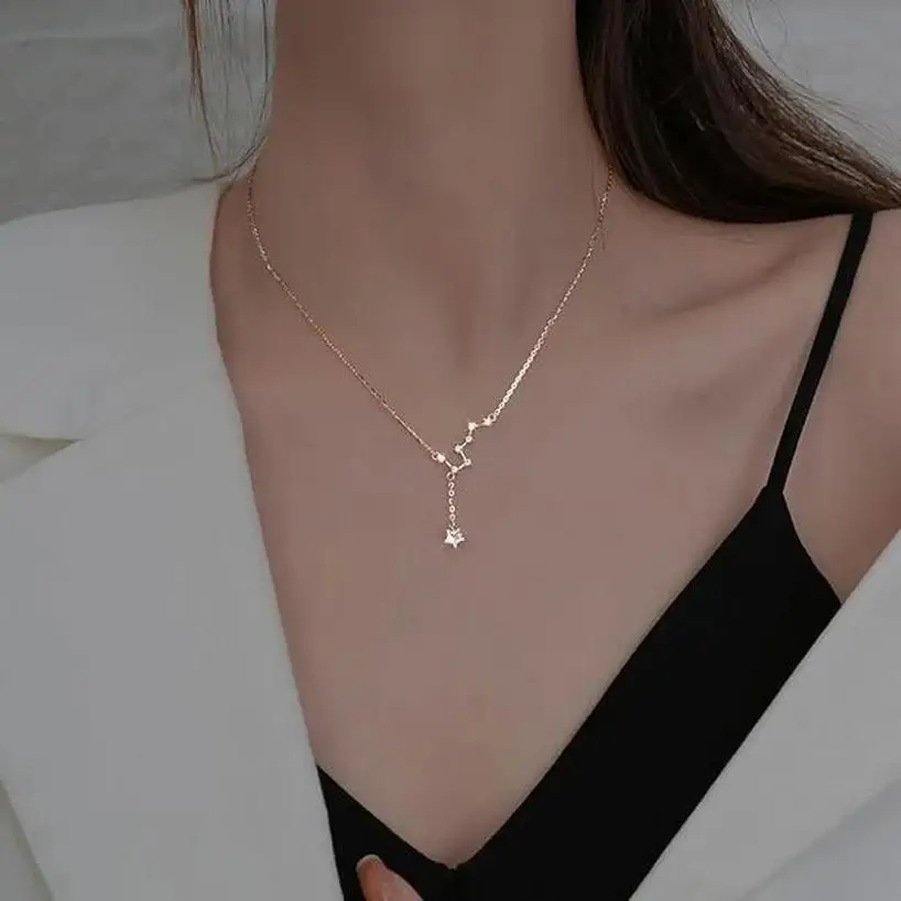 Women Beidou Seven Star Necklace With Light Luxury Unique Design Japanese And Korean Fresh Tassel Collar Chain Fashion Jewelry