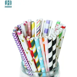 100 - Pack Assorted Color Christmas Party Paper Straws (Multi)